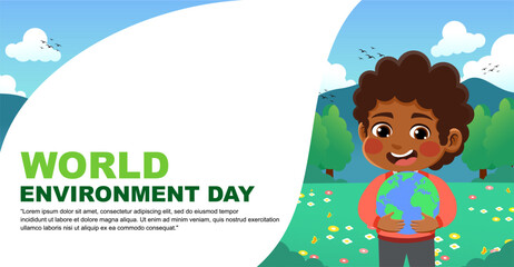 world environment day design. design with children's theme. suitable for introducing children to protecting the earth