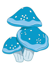 Colorful mushroom illustration featuring detailed caps and stems, ideal for botanical designs, nature-themed prints, fairy tale art, or educational materials.