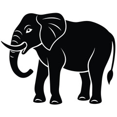 elephant silhouette vector illustration, Elephant logo silhouette, Silhouette of animals in the savannah. African landscape scene. Vector horizontal seamless tropical background with elephants.