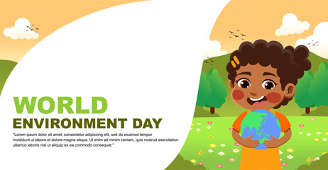 Fototapeta premium world environment day design. design with children's theme. suitable for introducing children to protecting the earth