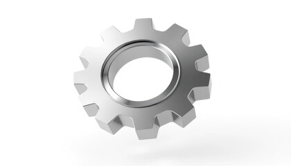 Sleek Metallic Gear Illustration on White Background for Industrial Use