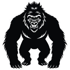 set of  gorilla silhouette - vector illustration, King of the Jungle: Vector Gorilla Silhouette - Portraying the Majesty and Strength of the Mighty Gorilla in Bold Form. Gorilla Vector, gorilla vector