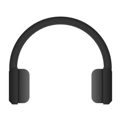 Black Headset Vector for Listening to Music. Black Headset Audio Element on White Background.
