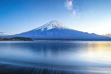 Snow-capped mountain under a starry sky, 4K hyperrealistic photo. Beautiful simple AI generated image