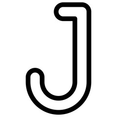 Letter J Isolated Vector Icon, Lineal Style Vector Icon.