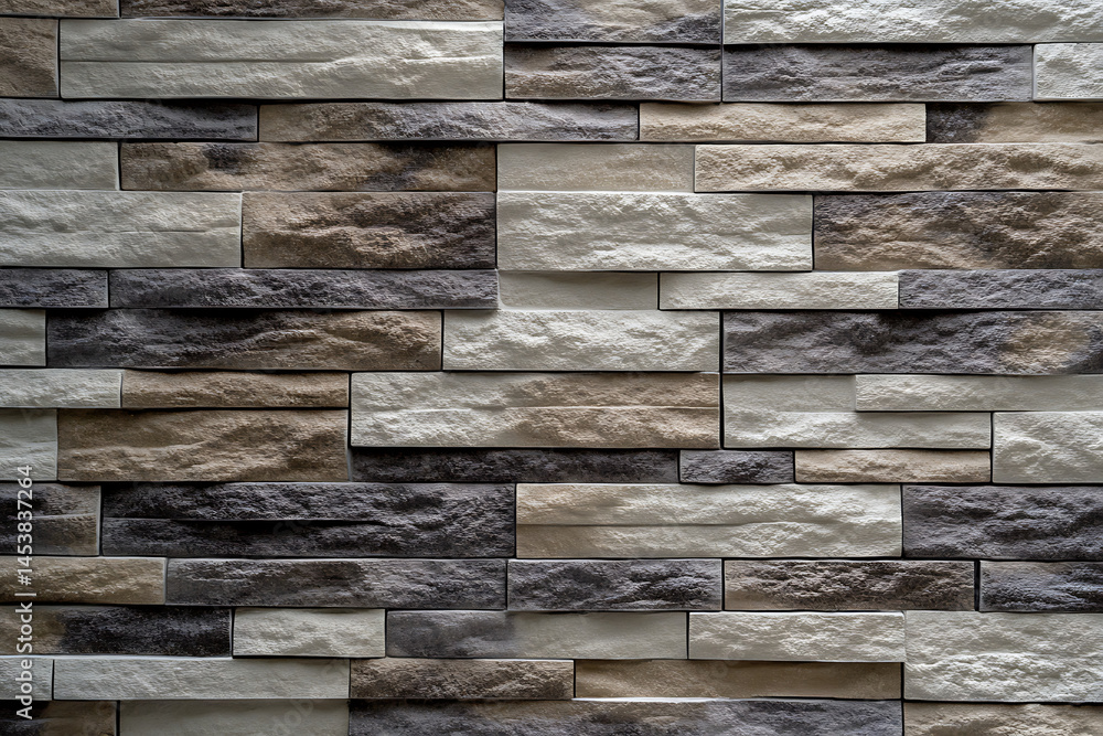 Poster decorative stone wall cladding with textured surface in neutral colors for exterior and interior des