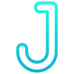 Letter J Isolated Vector Icon, Lineal Gradient Style Vector Icon.