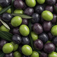 Obraz premium background of green and black olives close up