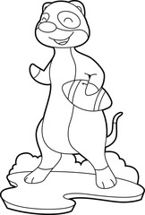 Meerkat American Football Animal Vector Graphic Art Illustration