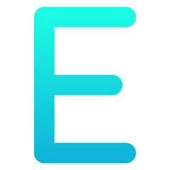 Letter E Isolated Vector Icon, Silhouette Gradient Style Vector Icon.
