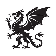 Black Silhouette of a Winged Dragon