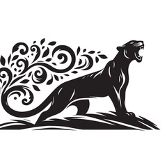 cheetah black Silhouette vector art Illustration with white background, Vintage engraving isolated leopard set panther illustration ink sketch. Africa wild cat cheetah background jaguar animal vector.