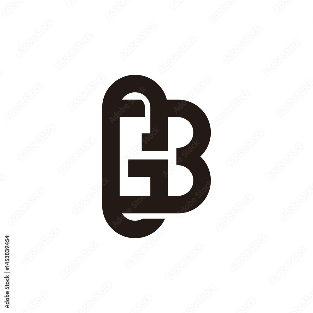 Poster letter gb simple linked loop geometric line logo vector