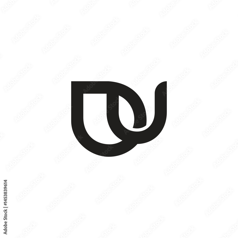 Poster letter du simple curves linked line logo vector