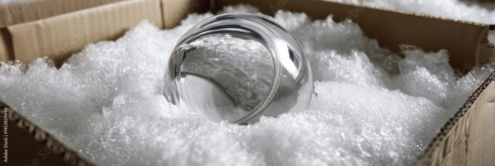 Aufkleber Fragile Glass Object Securely Packed in Foam Cushioning for Safe Transport and Handling During Shipping Process Generative AI