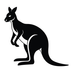 Kangaroo, Kangaroo Poses Silhouette, Kangaroos Vector Silhouette, kangaru vector isulated on white background, Illustration of kangaru, Wallaby Kangaroos.