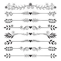 Fototapeta premium A set of eight minimalist decorative black line