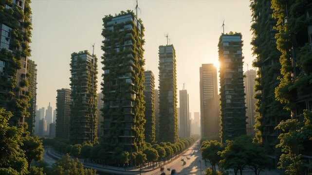 Cityscape image with soft focus and abstract architecture blurry skyline buildings for graphic design or editorial use