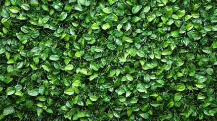 Obraz premium Lush green wall covered in leaves creating a natural and inviting atmosphere surrounded by fresh green tones