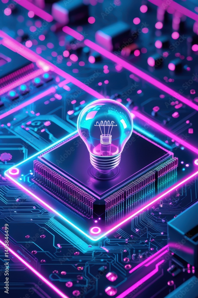 Aufkleber artificial intelligence ai technology concept light bulb on circuit board design