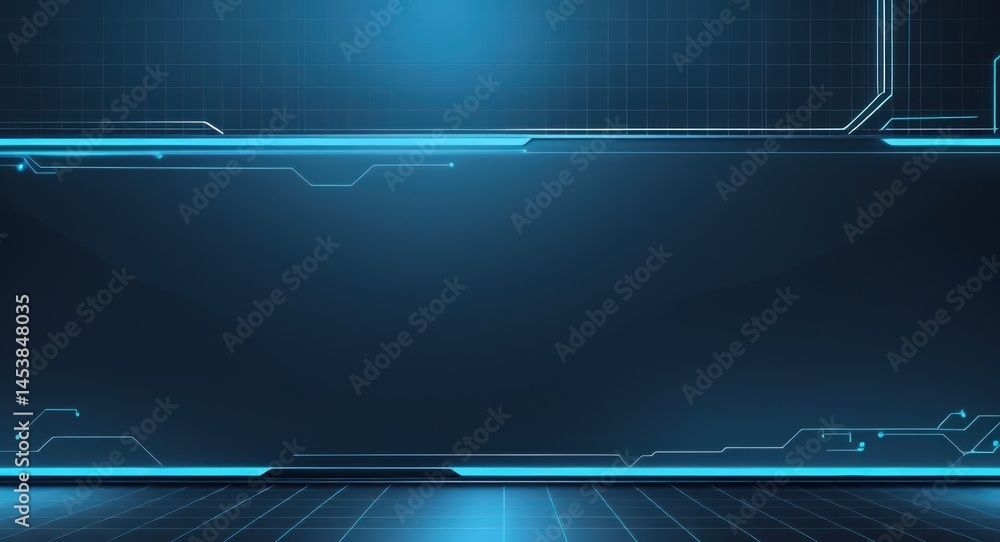 Poster abstract technology background with glowing circuit lines and digital grid design