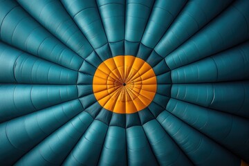 Fototapeta premium Intricate teal and gold hot air balloon canopy design.