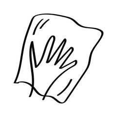illustration of a hand in a clear bag. Doodle style vector art