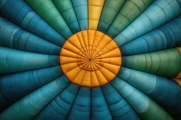 Fototapeta premium Colorful, radial design of a hot air balloon's interior.