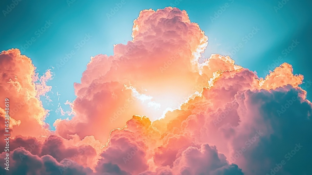 Aufkleber bright sky with dramatic cloud formation creating beautiful shapes and patterns in a natural and inv