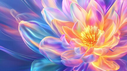 Obraz premium Abstract Lotus Flower Art, Colorful Petals, Modern Floral Design for Backgrounds