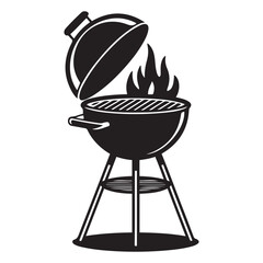 Grill. Vector. Isolated. Vector Black silhouettes. with white background