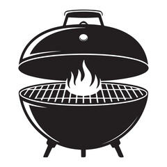 Grill. Vector. Isolated. Vector Black silhouettes. with white background