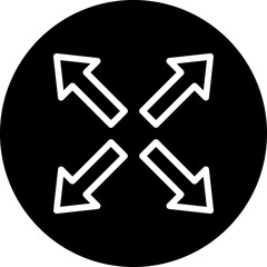  Expand Arrows Vector Icon, Circular Style Isolated Vector Icon.