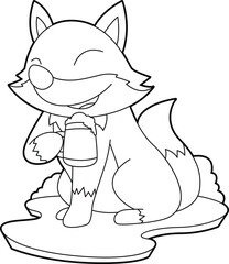 Fox Beer mug Beer Animal Vector Graphic Art Illustration