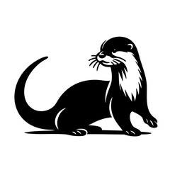 Elegant Otter Silhouette: Wildlife Vector Graphic