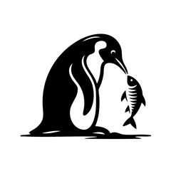 Penguin Eating Fish: A Monochromatic Masterpiece