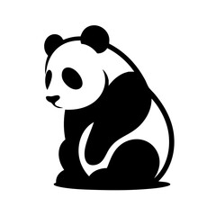 Elegant Panda Logo: Black and White Minimalist Design