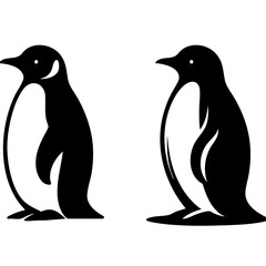 Naklejka premium Elegant Penguin Pair: Black and White Vector Illustration