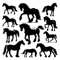 Collection of Horse Silhouettes: Elegant Equine Art