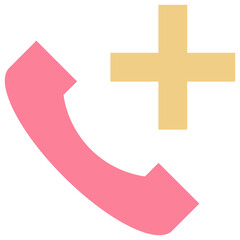 Add Call Telephone Flat Vector Icon.