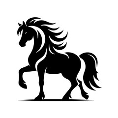 Majestic Black Horse Silhouette: Elegant Equine Art