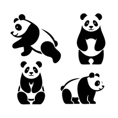 Adorable Panda Bear Collection: Cute Black and White Panda Icons