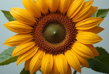 Obraz premium Radiant sunflower bloom displaying intricate textures and vibrant hues, floral close-up