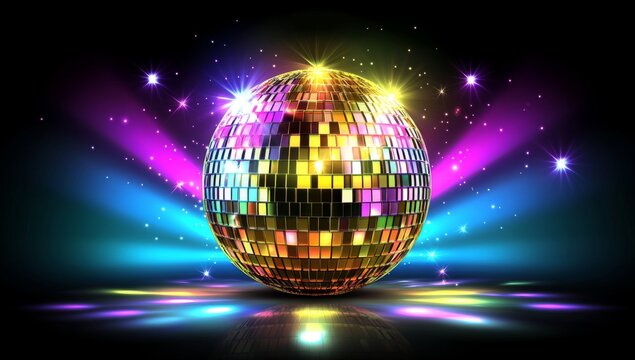 Disco Ball with Colorful Lights - Powered by Adobe