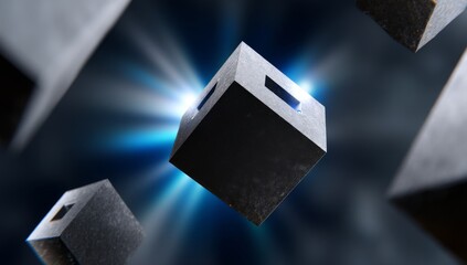 Abstract Blockchain Concept with Glowing Connections and Cubes