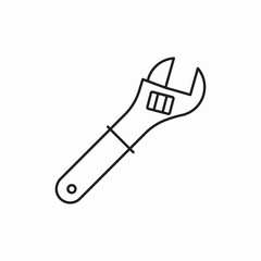 Adjustable wrench repair tool icon vector sign