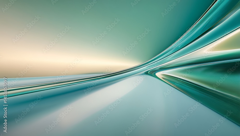 Poster abstract green background with flowing lines and curves, elegant modern design
