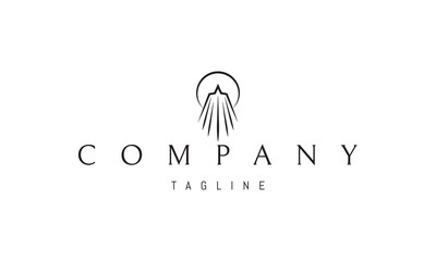 Vector logo with an abstract image of a monk in a robe against the background of an eclipse.