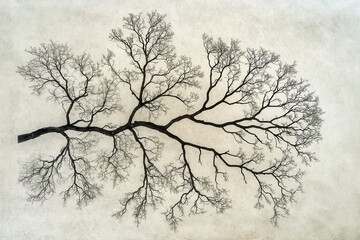 Intricate tree branch illustration showcasing delicate patterns against a textured background
