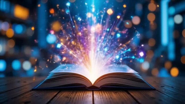 Open Book Emitting Light Streaks Fantasy Concept